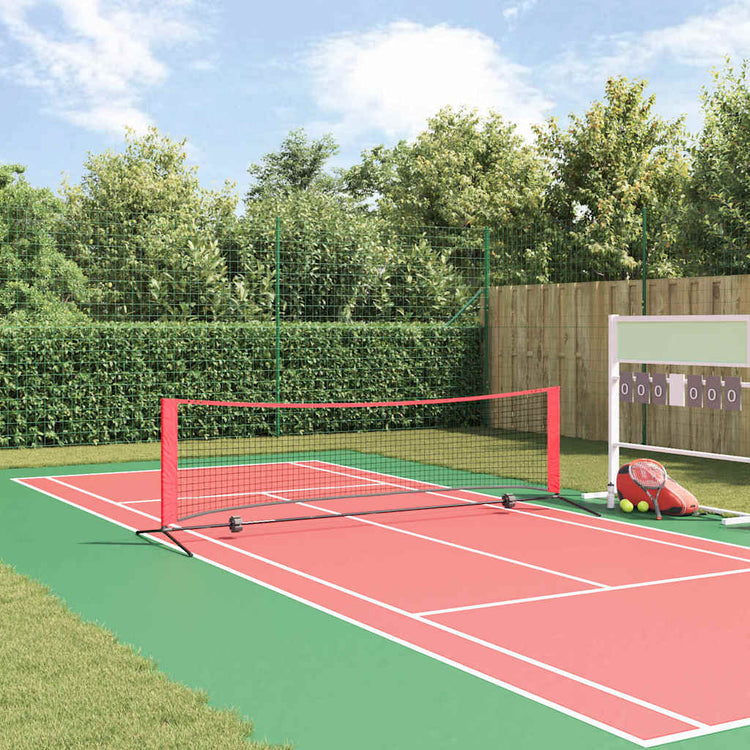 VidaXL filet de tennis noir et rouge 301 x 90,5 x 87 cm polyester