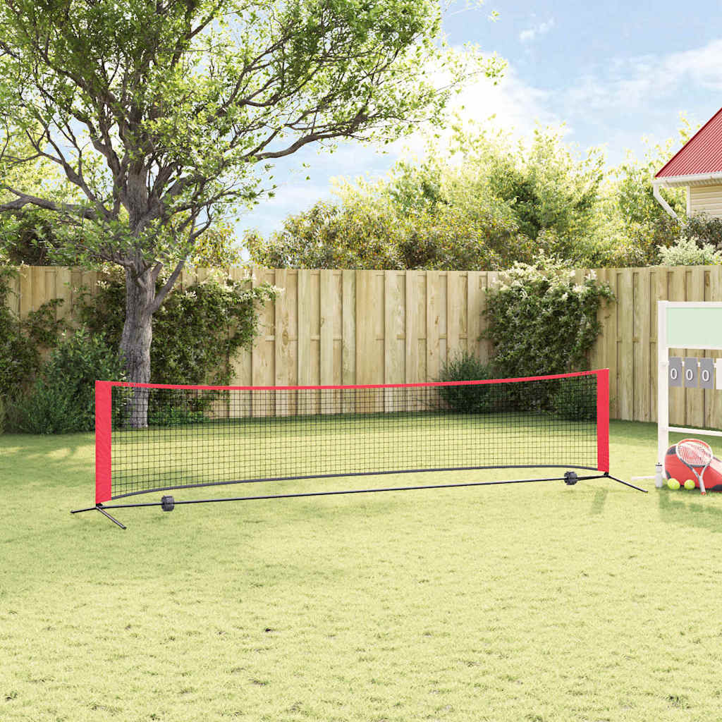 VidaXL filet de tennis noir et rouge 396 x 92 x 87 cm polyester