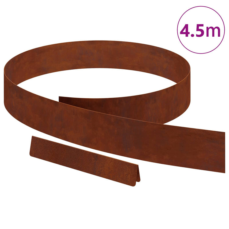 Vidaxl bordure de jardin rouillé 450 x 0,05 x 15 cm acier corten