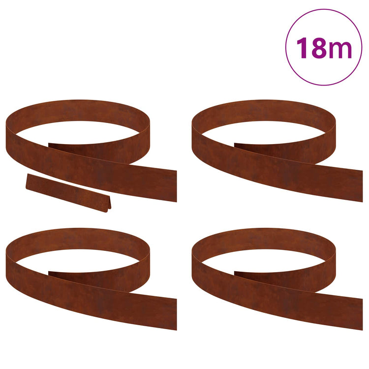 Vidaxl bordure de jardin 4 pcs rouillé 450 x 0,05 x 15 cm acier corten