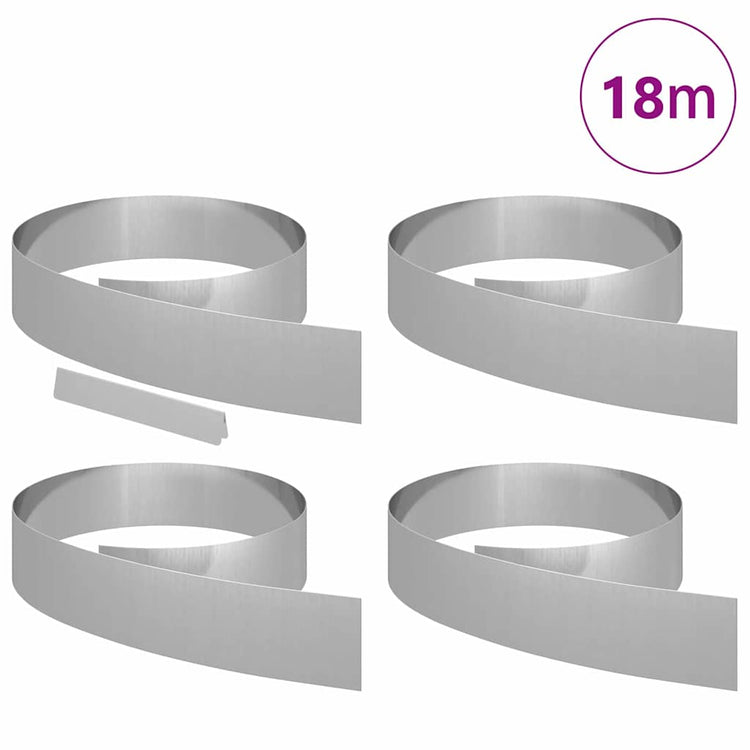 Vidaxl bordure de jardin 4 pcs argent 450 x 0,05 x 15 cm acier galvanisé