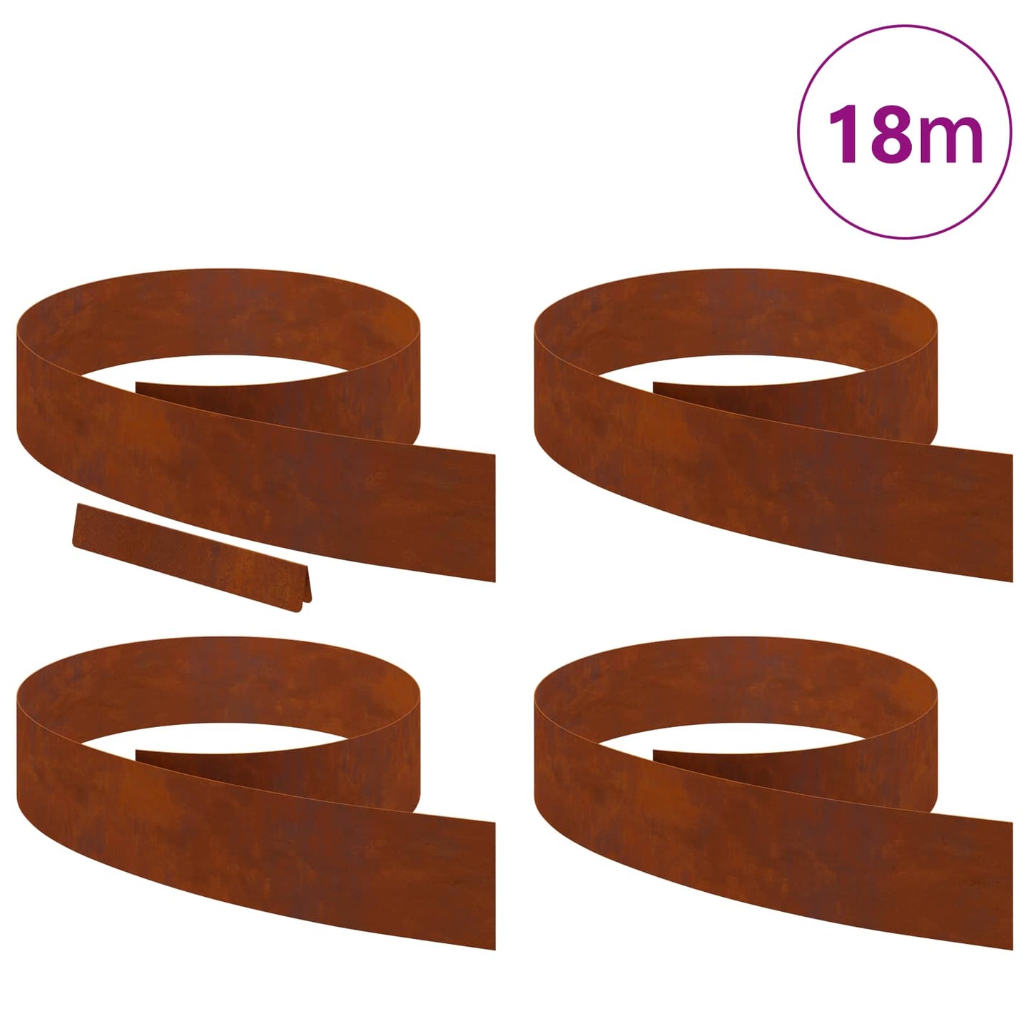 Vidaxl bordure de jardin 4 pcs rouillé 450 x 0,05 x 15 cm acier corten