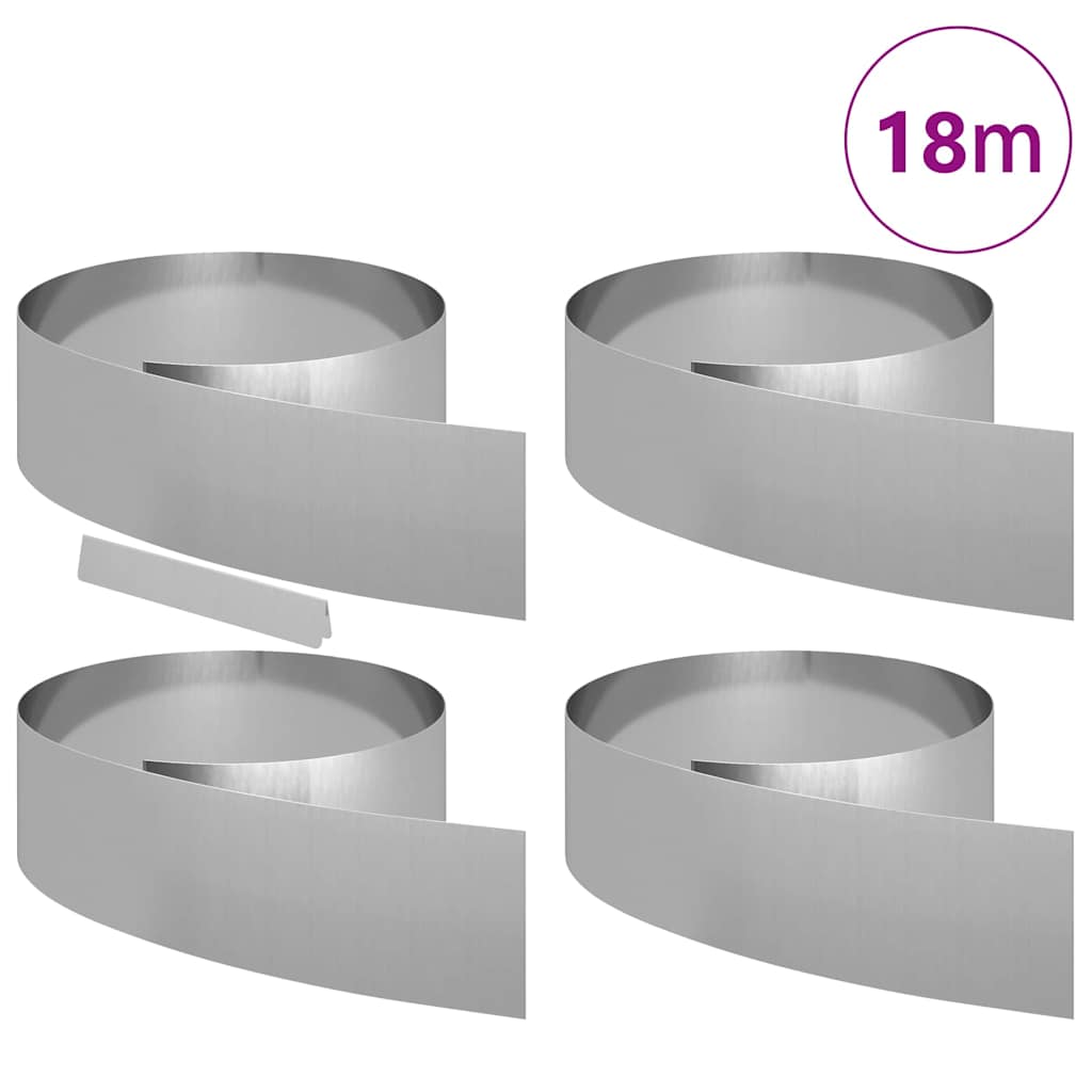 Vidaxl bordure de jardin 4 pcs argent 450 x 0,05 x 15 cm acier galvanisé
