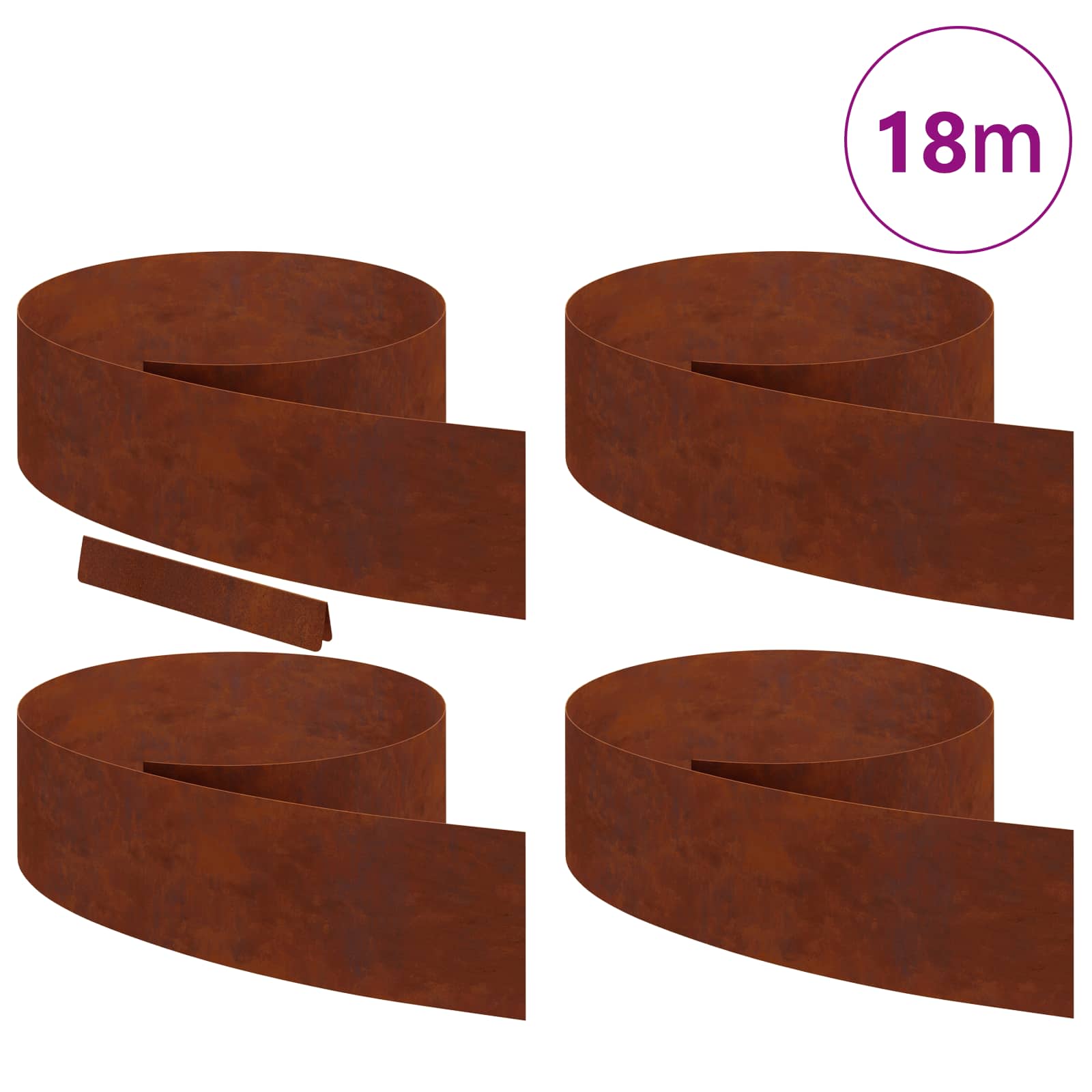 Vidaxl bordure de jardin 4 pcs rouillé 450 x 0,05 x 15 cm acier corten