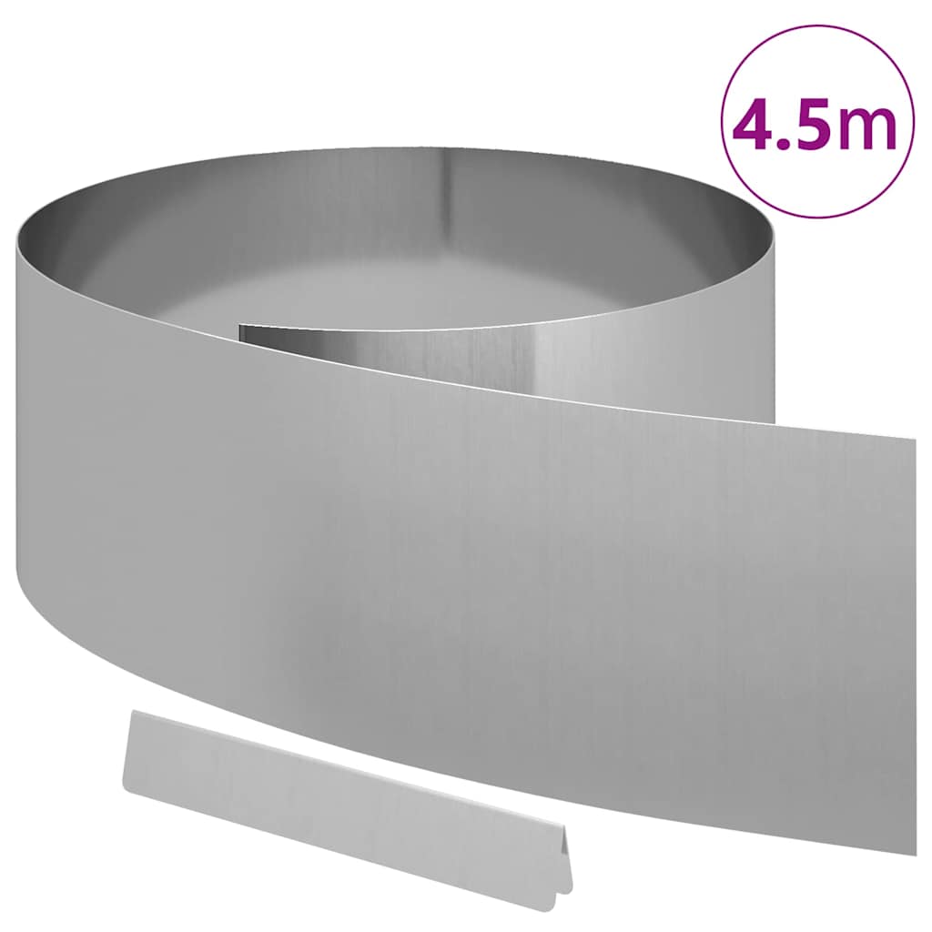 Vidaxl bordure de jardin argent 450 x 0,05 x 15 cm en acier galvanisé