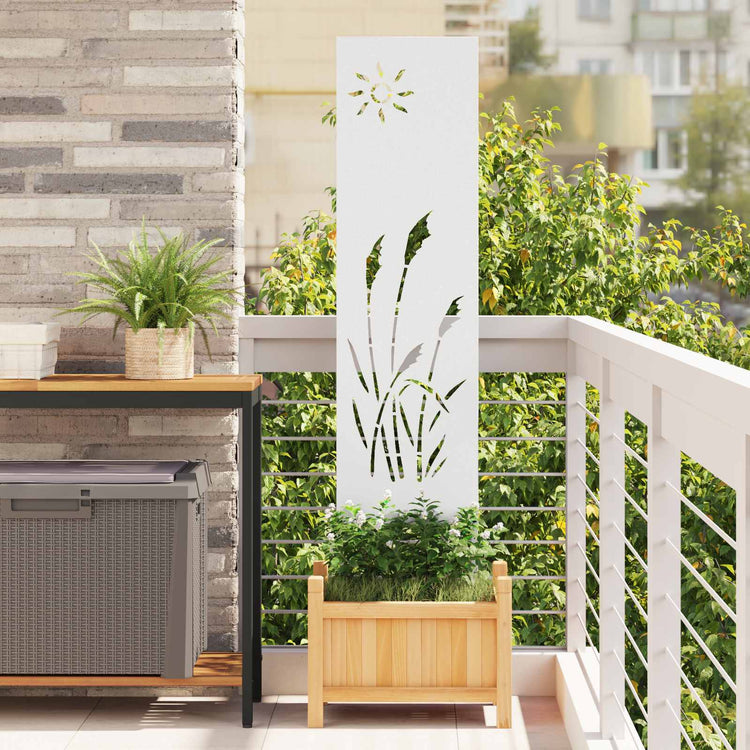 VidaXL brise-vue de jardin chantourné blanc 32 x 140 cm acier laminé à froid