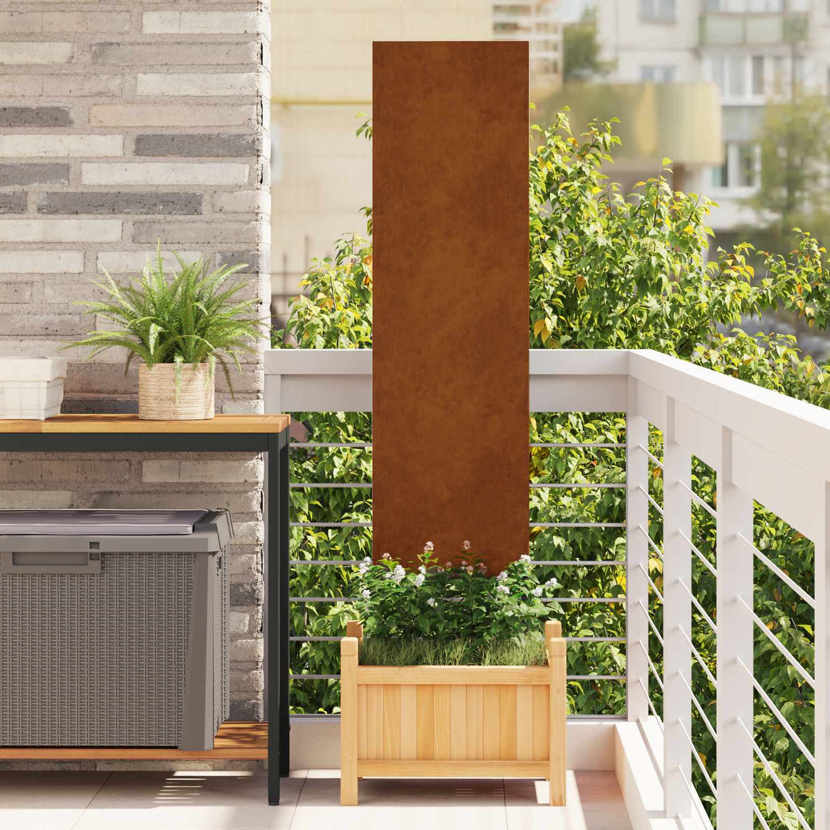VidaXL brise-vue de jardin chantourné rouillé 32 x 140 cm acier corten