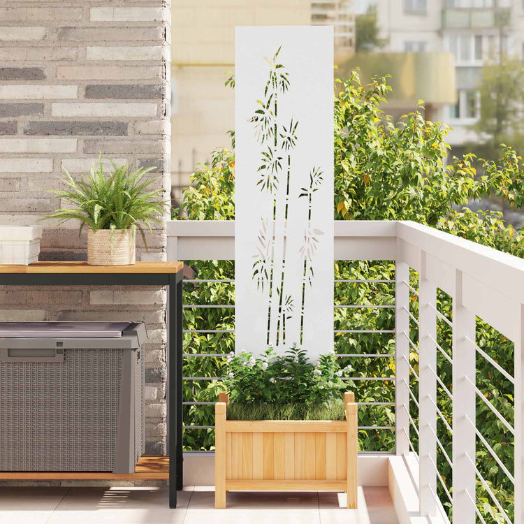 VidaXL brise-vue de jardin fleurs blanc 32 x 140 cm acier laminé à froid