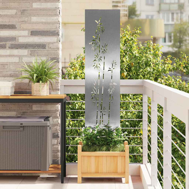 VidaXL brise-vue de jardin fleurs argent 32 x 140 cm acier inoxydable