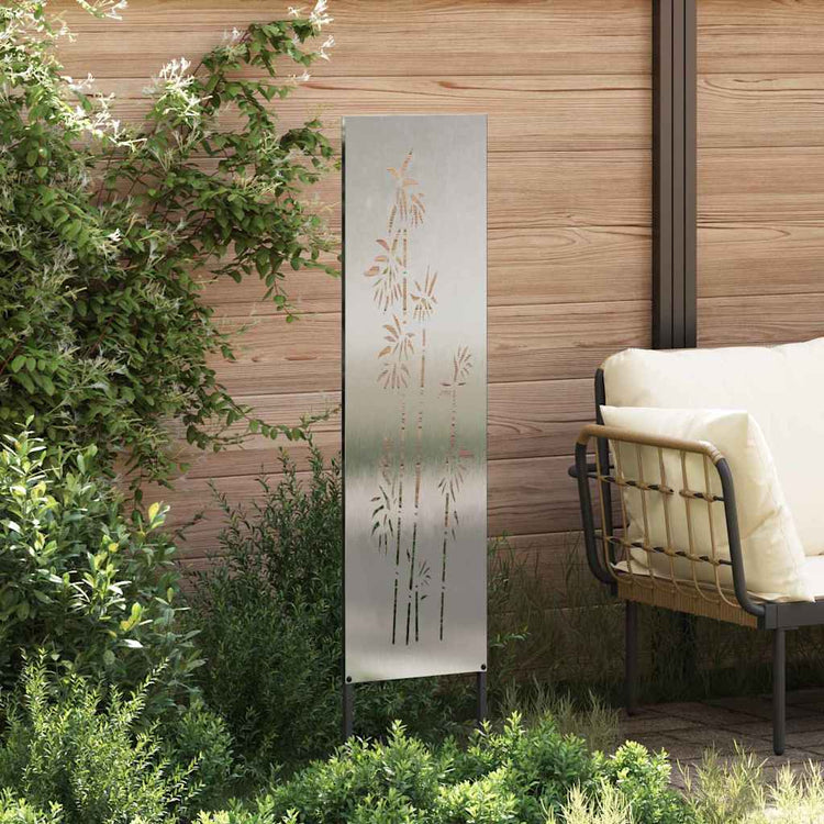 VidaXL brise-vue de jardin fleurs argent 32 x 140 cm acier inoxydable