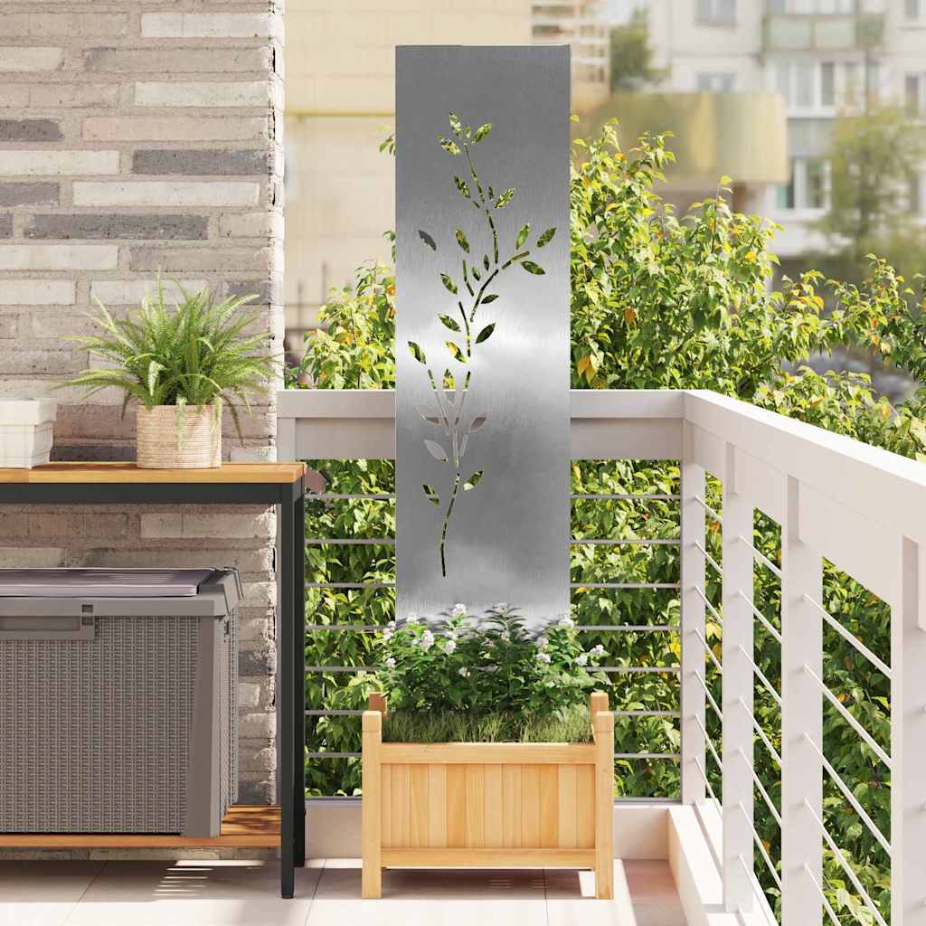 VidaXL brise-vue de jardin fleurs argent 32 x 140 cm acier inoxydable