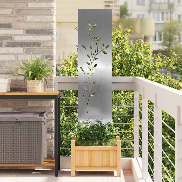 VidaXL brise-vue de jardin fleurs argent 32 x 140 cm acier inoxydable