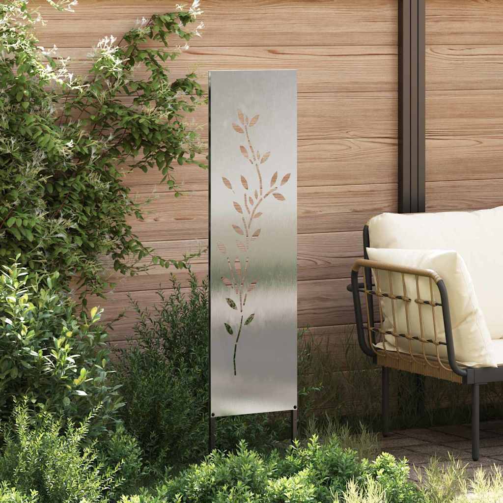 VidaXL brise-vue de jardin fleurs argent 32 x 140 cm acier inoxydable
