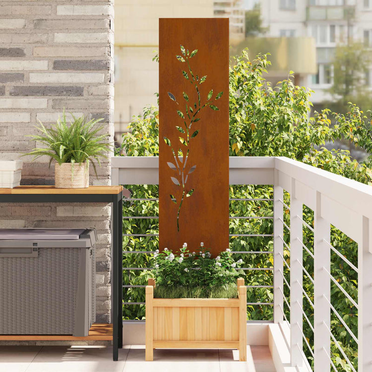 Vidaxxl brise-vue de jardin fleurs rouillées 32 x 140 cm acier corten