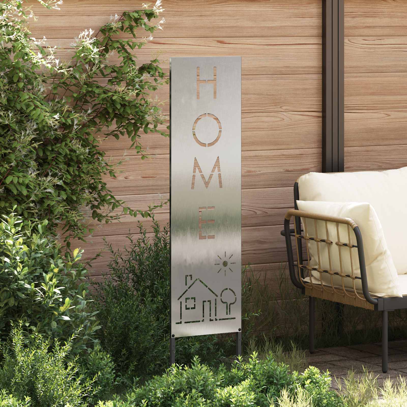 VidaXL brise-vue de jardin chantourné argent 32 x 140 cm acier inoxydable