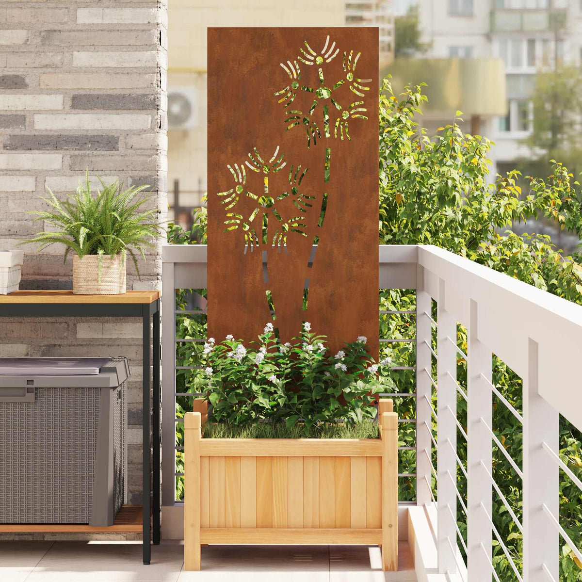 Vidaxxl brise-vue de jardin chantourné rouillé 50 x 140 cm acier corten