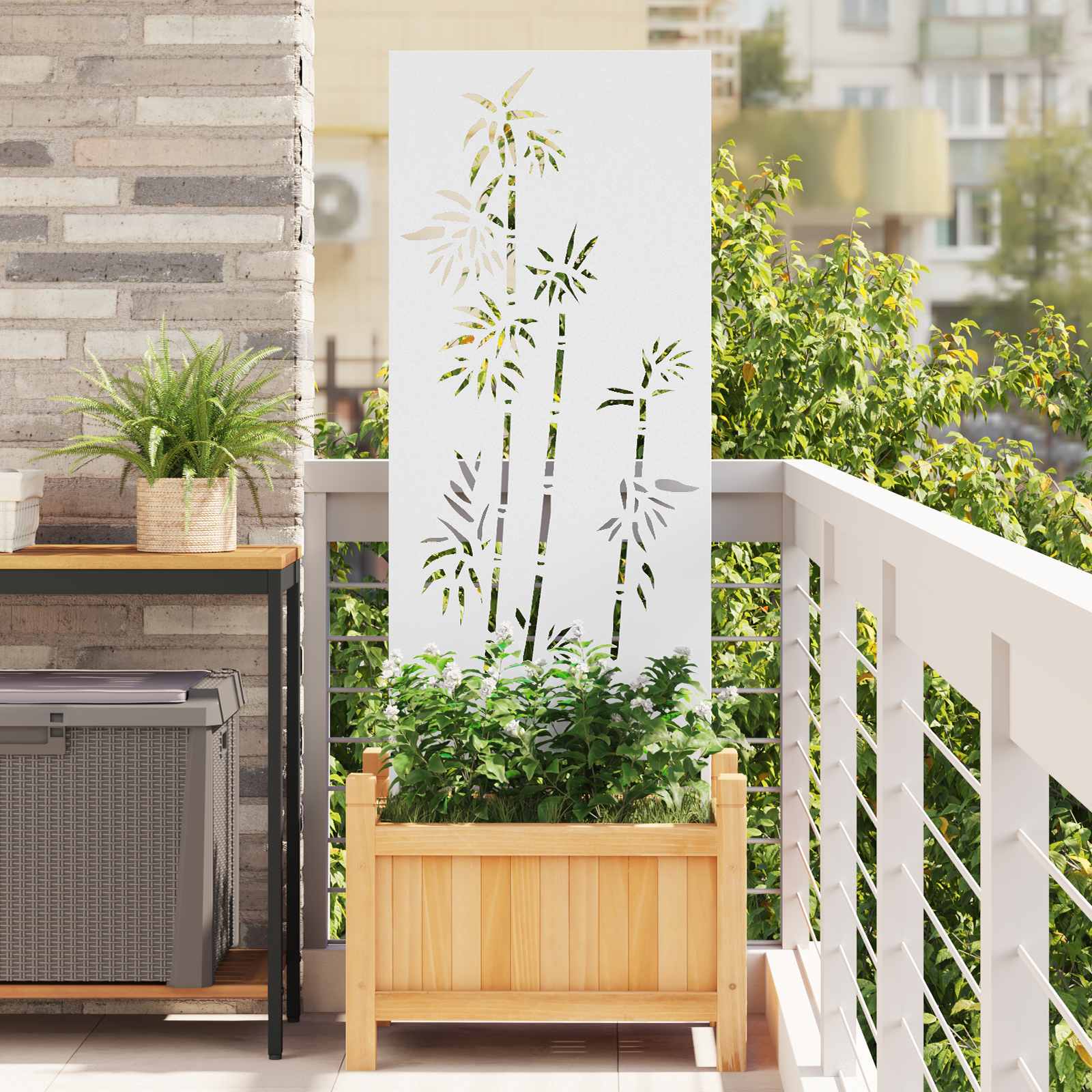 Vidaxxl brise-vue de jardin fleurs blanc 50 x 140 cm acier laminé à froid