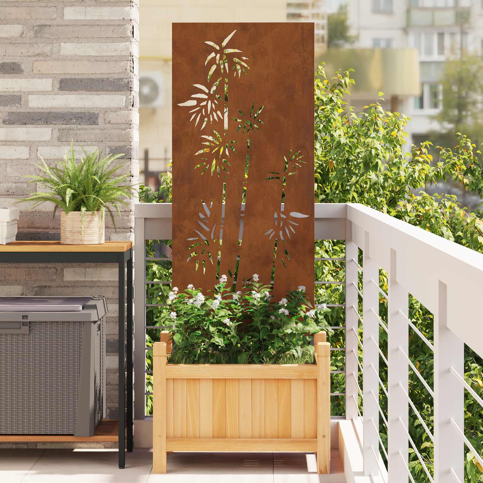 Vidaxxl brise-vue de jardin fleurs rouillées 50 x 140 cm acier corten