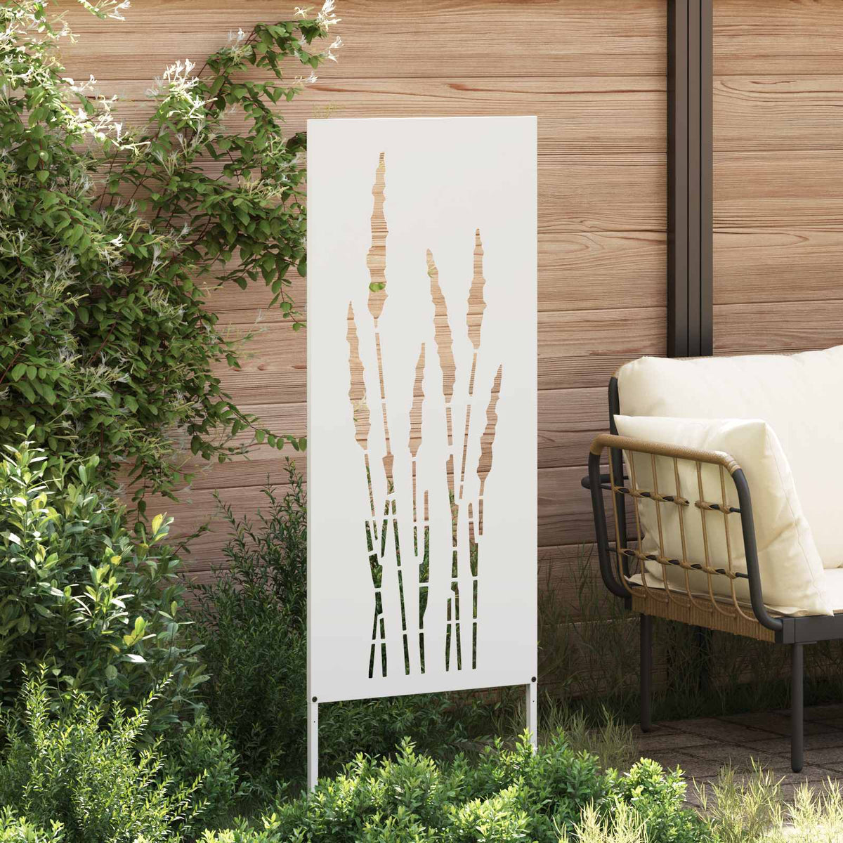 Vidaxxl brise-vue de jardin fleurs blanc 50 x 140 cm acier laminé à froid