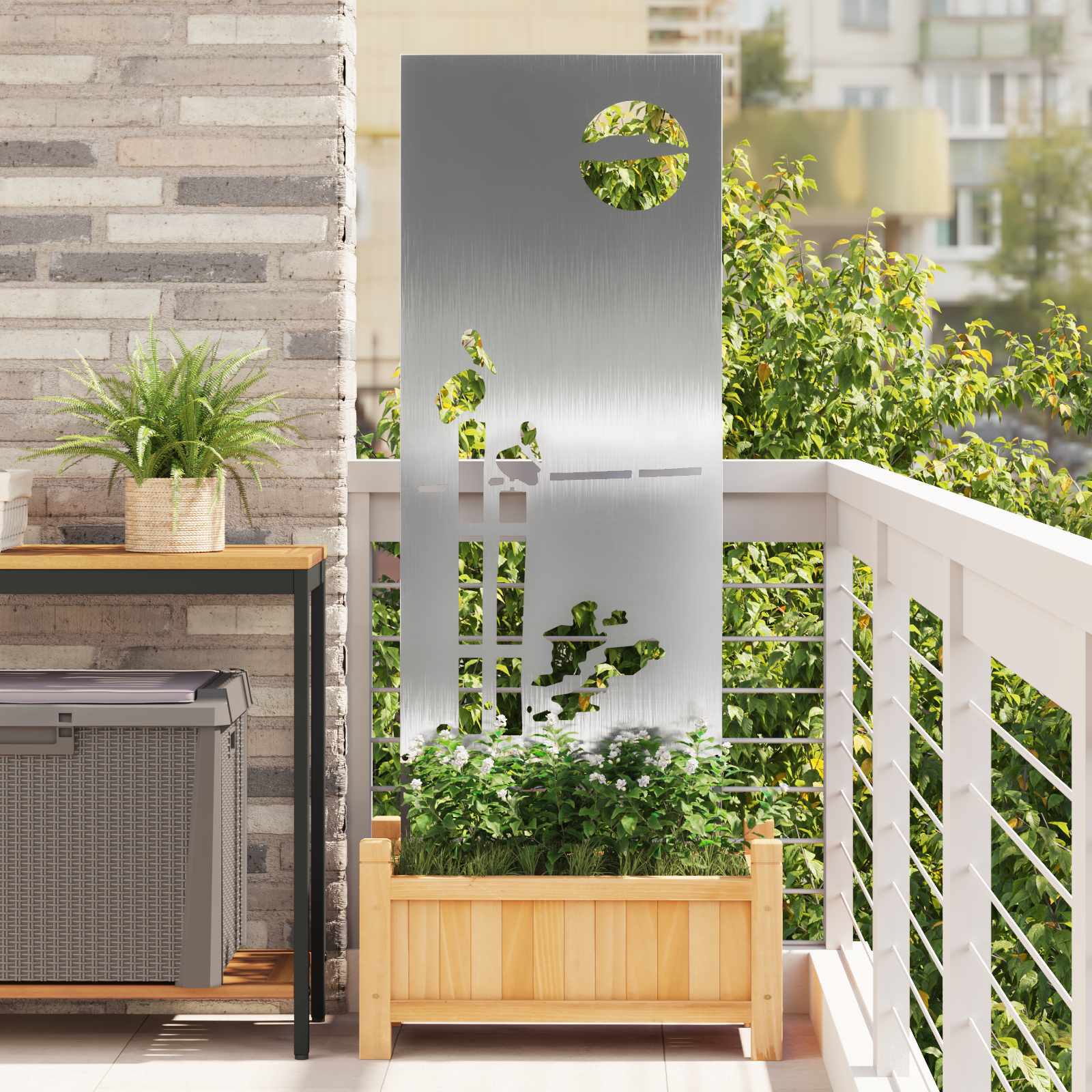 VidaXL brise-vue de jardin chantourné argent 50 x 140 cm acier inoxydable