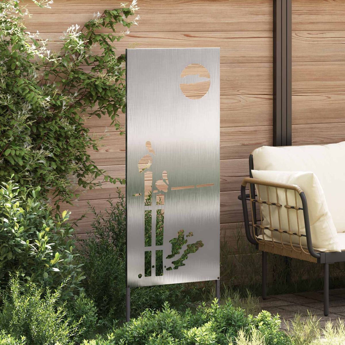 VidaXL brise-vue de jardin chantourné argent 50 x 140 cm acier inoxydable