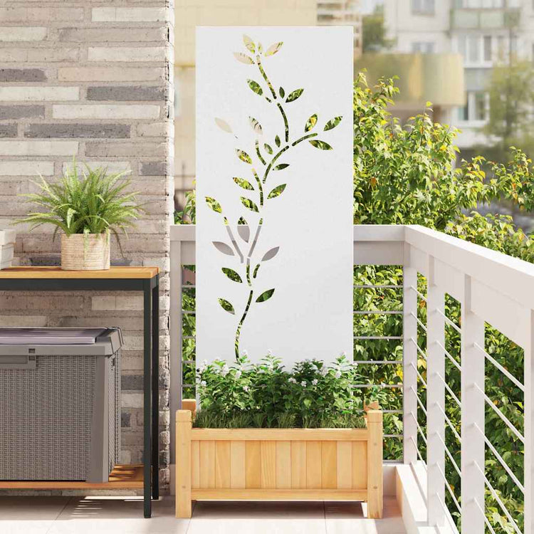 Vidaxxl brise-vue de jardin fleurs blanc 50 x 140 cm acier laminé à froid