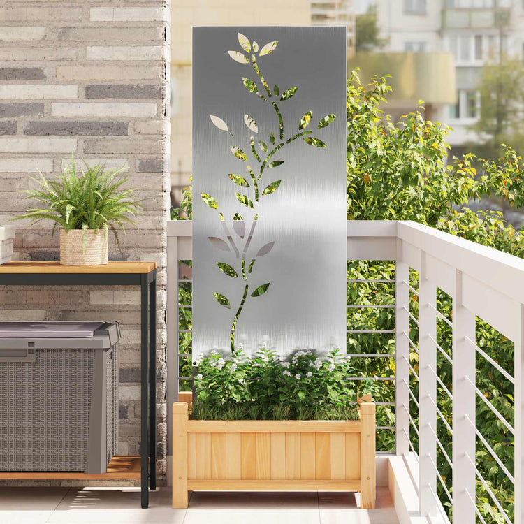 Vidaxxl brise-vue de jardin fleurs argent 50 x 140 cm acier inoxydable