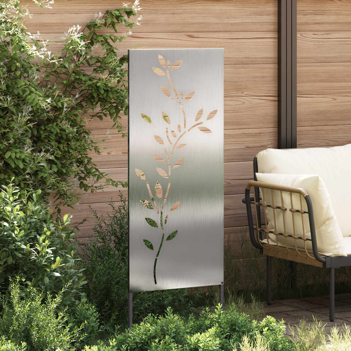 Vidaxxl brise-vue de jardin fleurs argent 50 x 140 cm acier inoxydable