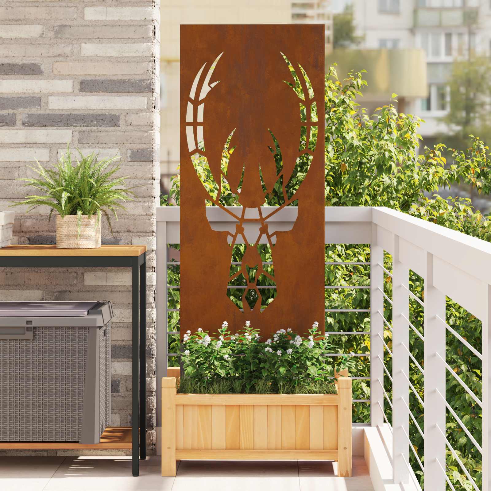 VidaXL brise-vue de jardin imprimé animal rouillé 50 x 140 cm acier corten