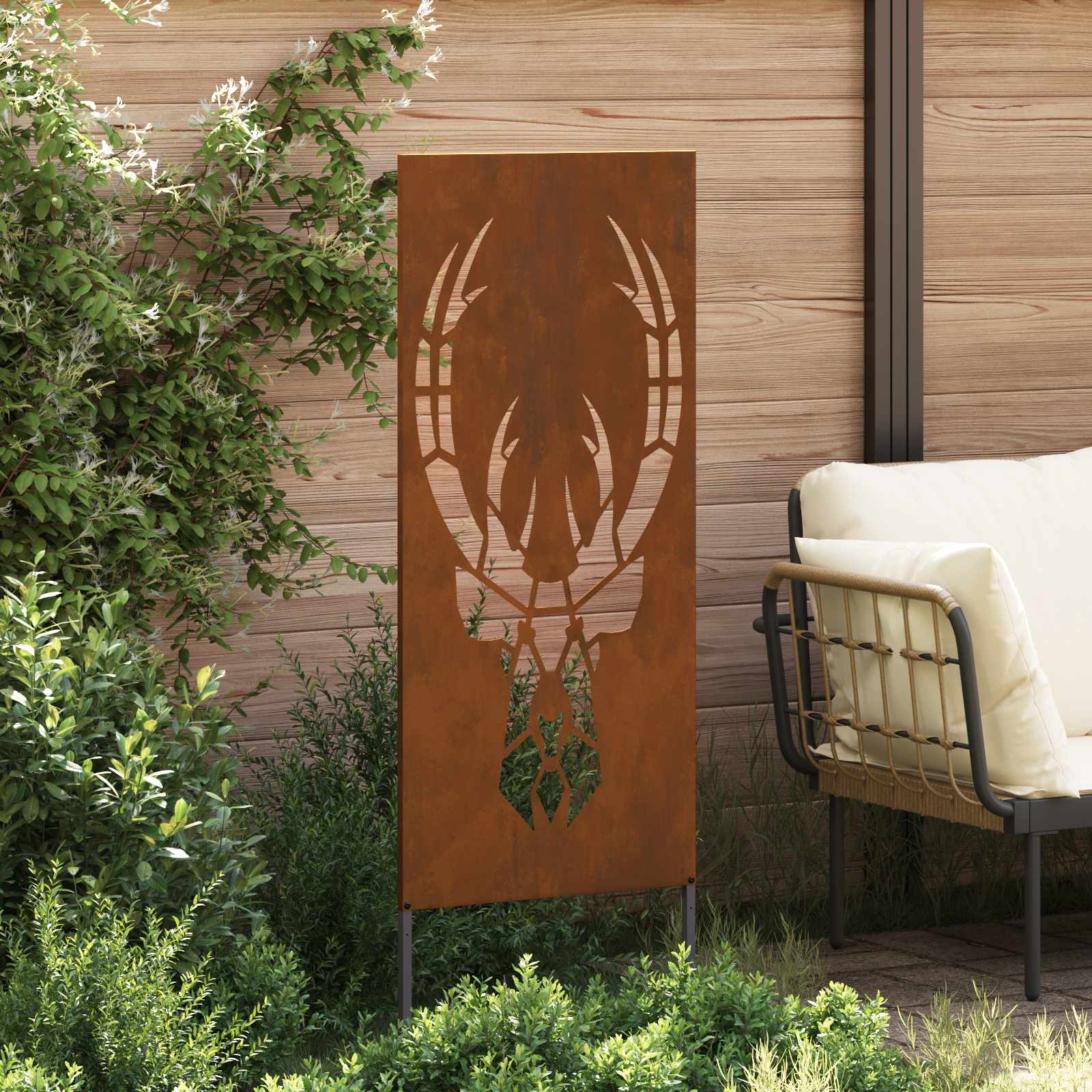 VidaXL brise-vue de jardin imprimé animal rouillé 50 x 140 cm acier corten