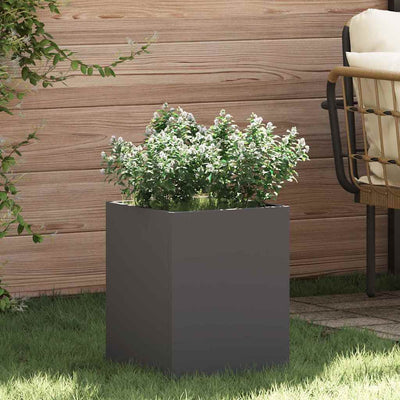 Vidaxl pot de fleur de jardin noir 32 x 32 x 40 cm acier laminé à froid