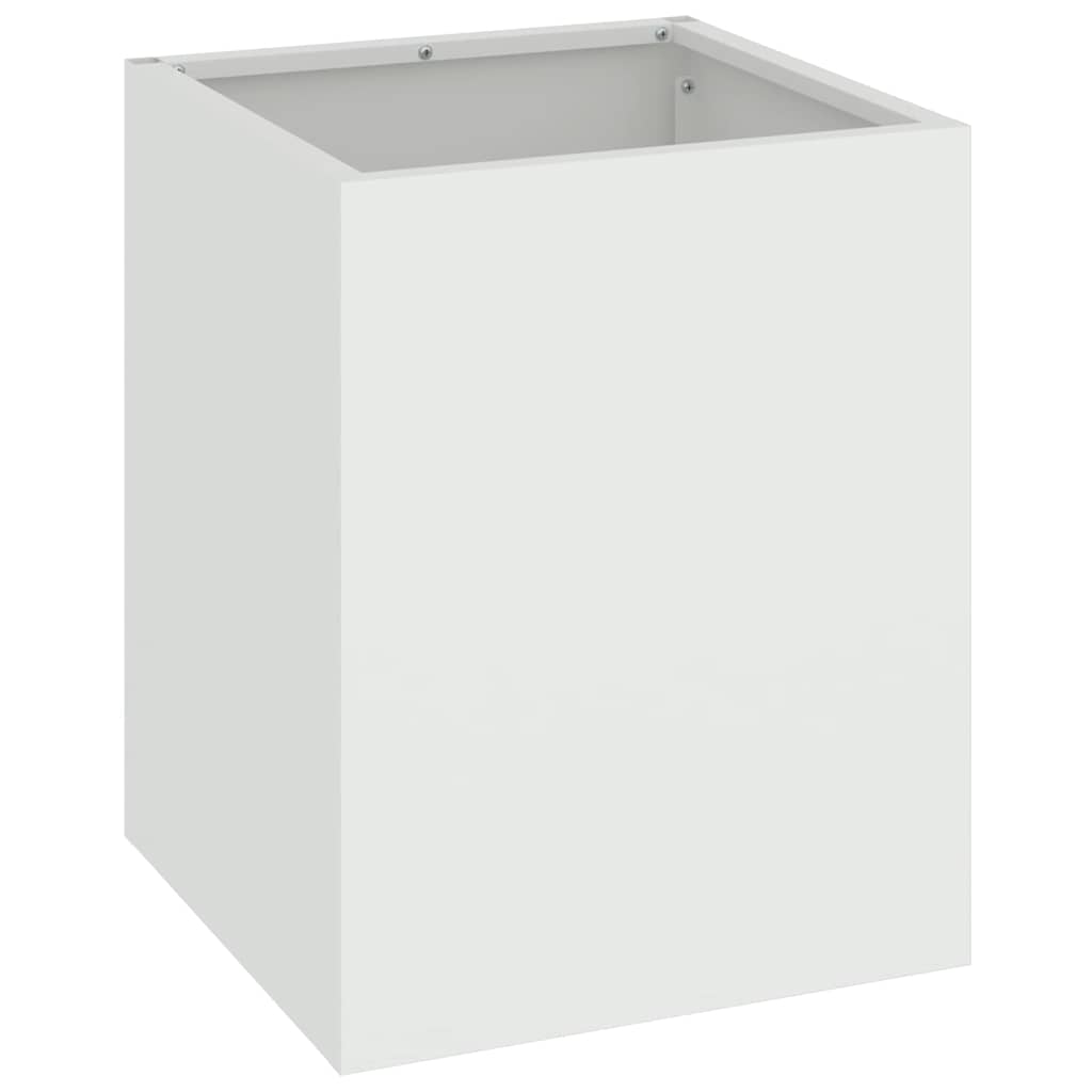 Vidaxl pot de fleur de jardin blanc 32 x 32 x 40 cm acier laminé à froid