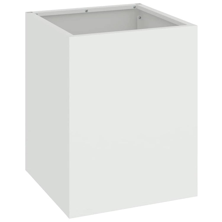 Vidaxl pot de fleur de jardin blanc 32 x 32 x 40 cm acier laminé à froid