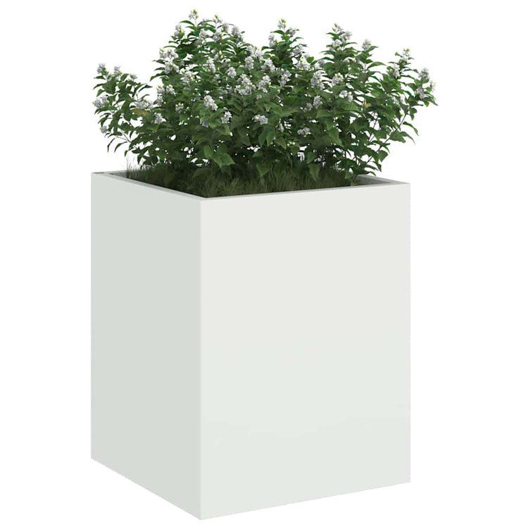 Vidaxl pot de fleur de jardin blanc 32 x 32 x 40 cm acier laminé à froid
