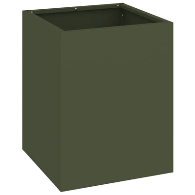 Vidaxl pot de fleur de jardin vert olive 32 x 32 x 40 cm acier laminé à froid