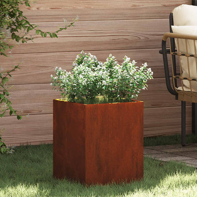 Vidaxl pot de fleur de jardin acier corten 32 x 32 x 40 cm acier corten