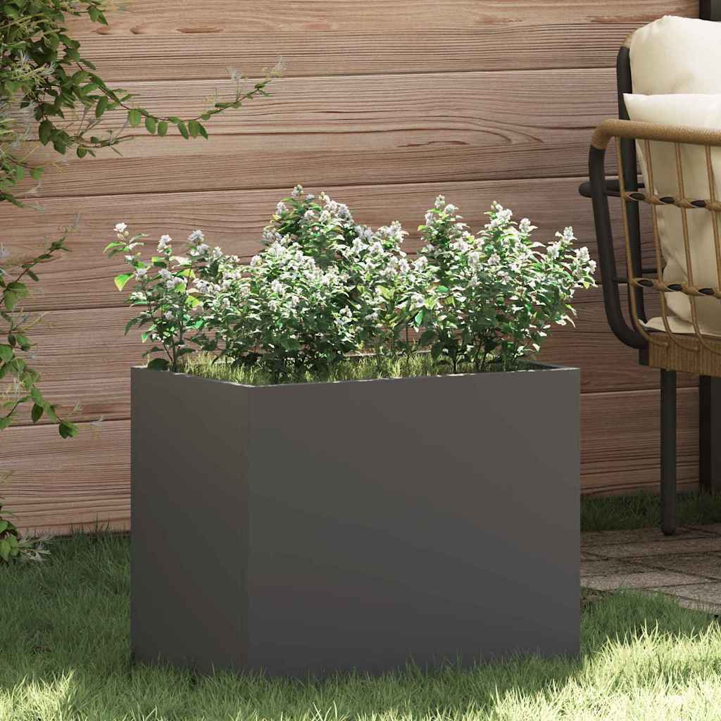 Vidaxl pot de fleur de jardin noir 50 x 32 x 40 cm acier laminé à froid
