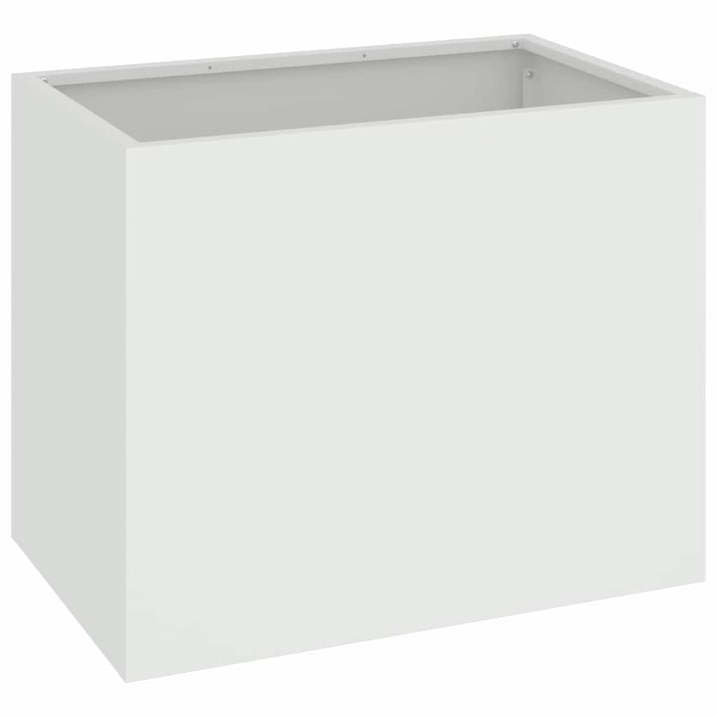 Vidaxl pot de fleur de jardin blanc 50 x 32 x 40 cm acier laminé à froid