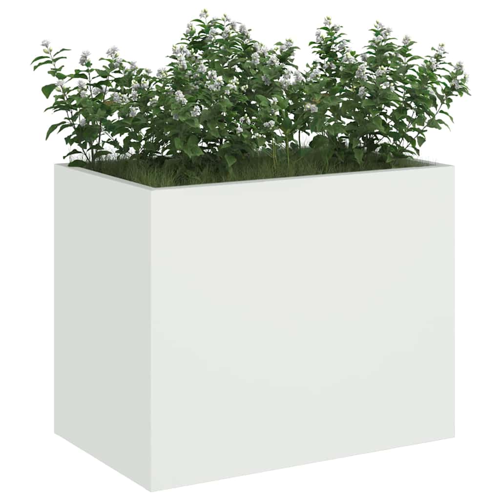 Vidaxl pot de fleur de jardin blanc 50 x 32 x 40 cm acier laminé à froid
