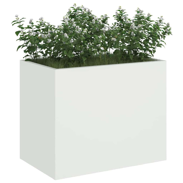 Vidaxl pot de fleur de jardin blanc 50 x 32 x 40 cm acier laminé à froid