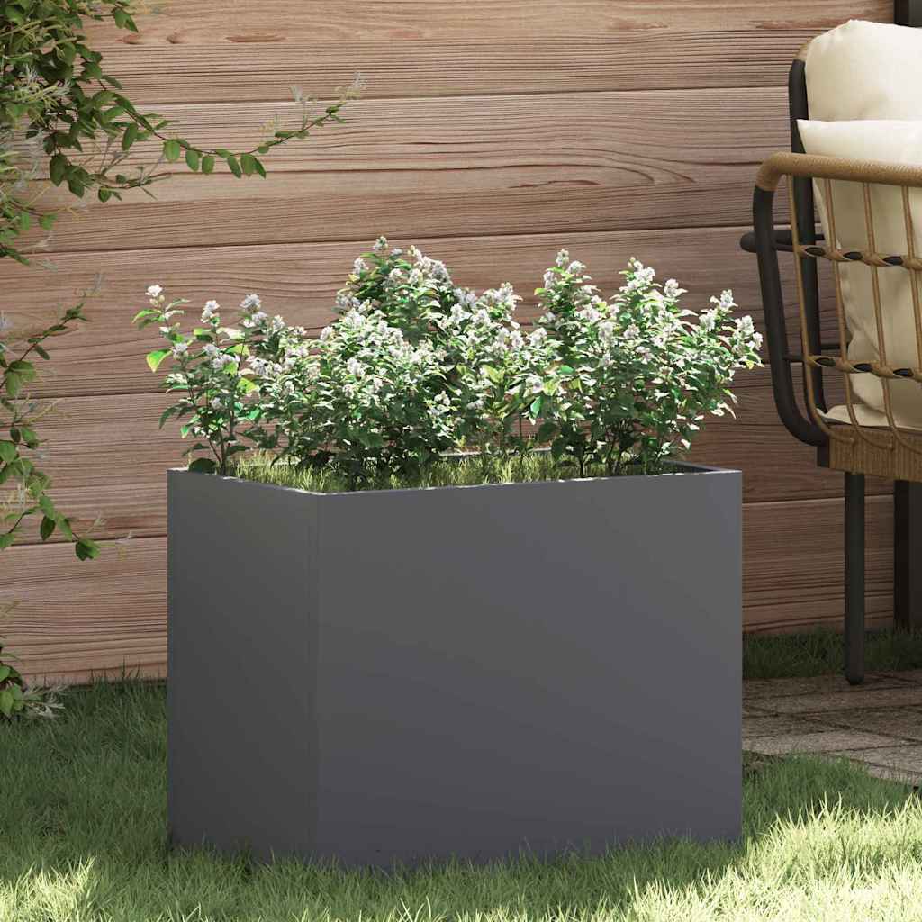 Vidaxl pot de fleur de jardin anthracite 50 x 32 x 40 cm acier laminé à froid