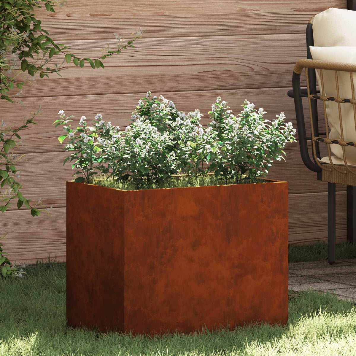 Vidaxl pot de fleur de jardin acier corten 50 x 32 x 40 cm acier corten