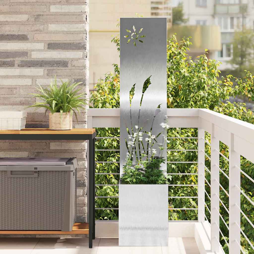 VidaXL brise-vue de jardin chantourné argent 32 x 140 cm acier inoxydable