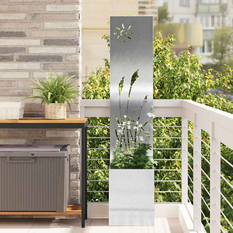 VidaXL brise-vue de jardin chantourné argent 32 x 140 cm acier inoxydable