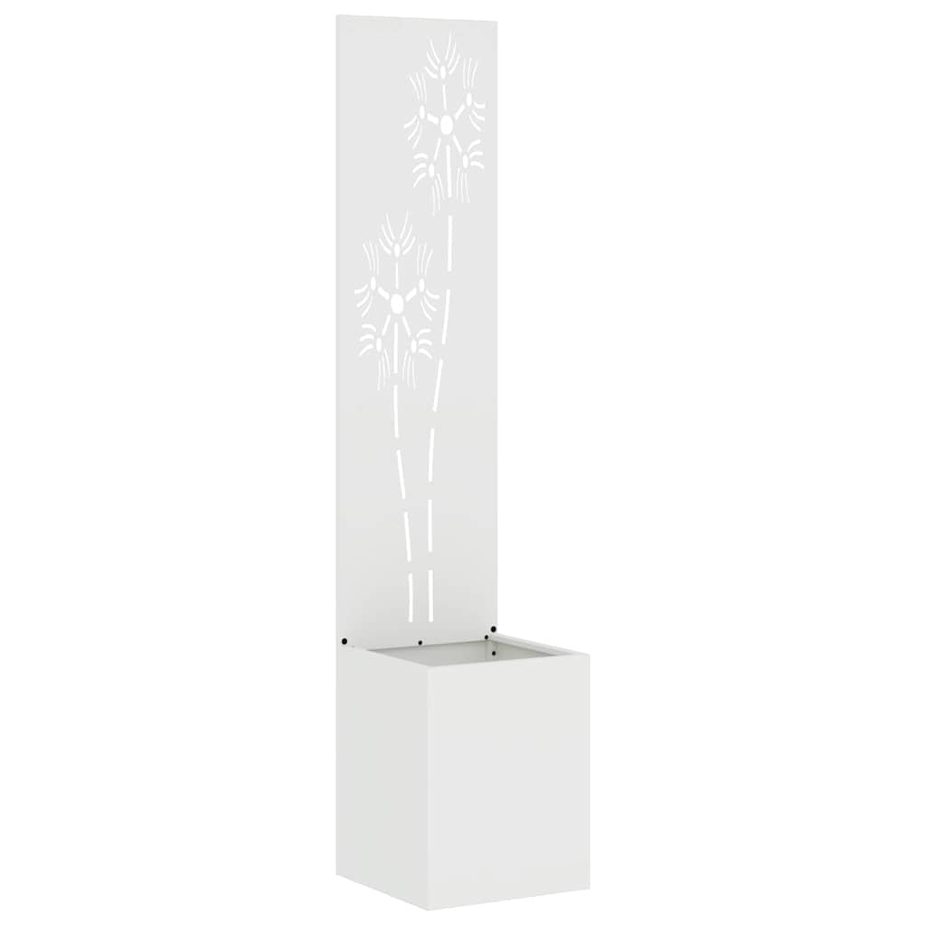 VidaXL brise-vue de jardin fleurs blanc 32 x 140 cm acier laminé à froid