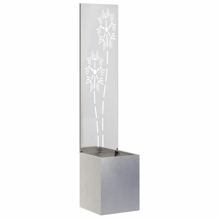 VidaXL brise-vue de jardin fleurs argent 32 x 140 cm acier inoxydable