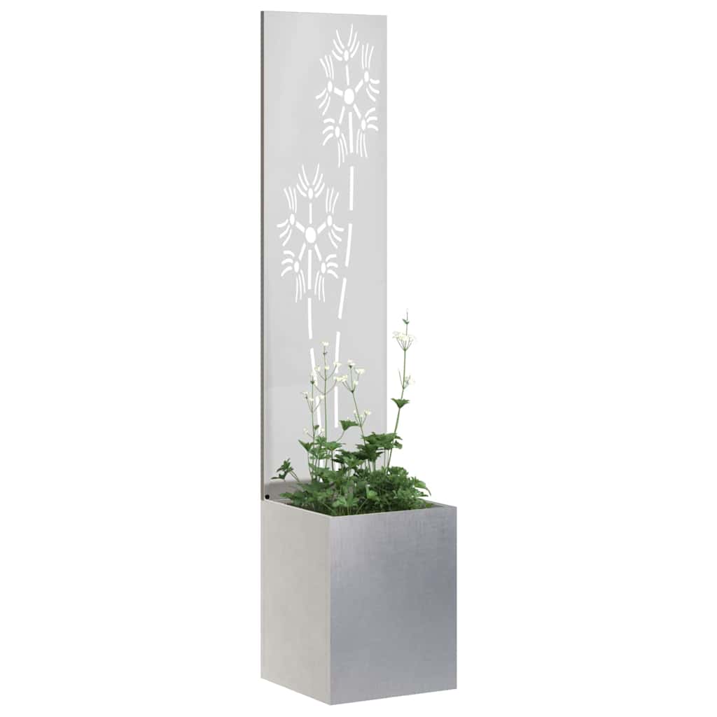 VidaXL brise-vue de jardin fleurs argent 32 x 140 cm acier inoxydable