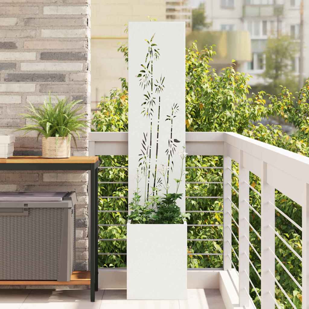 VidaXL brise-vue de jardin fleurs blanc 32 x 140 cm acier laminé à froid