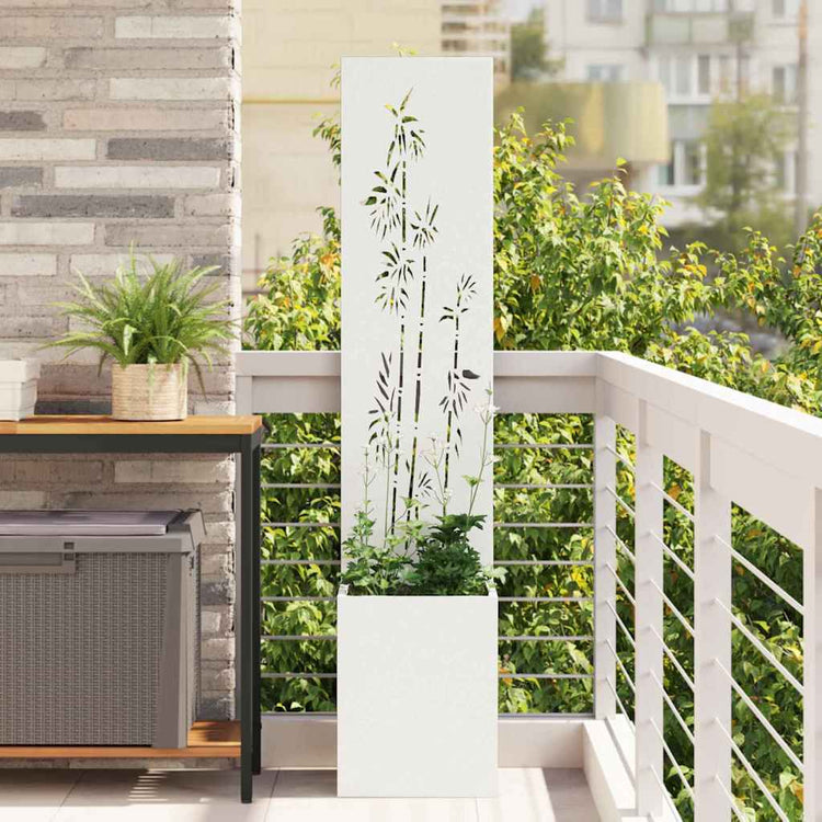 VidaXL brise-vue de jardin fleurs blanc 32 x 140 cm acier laminé à froid