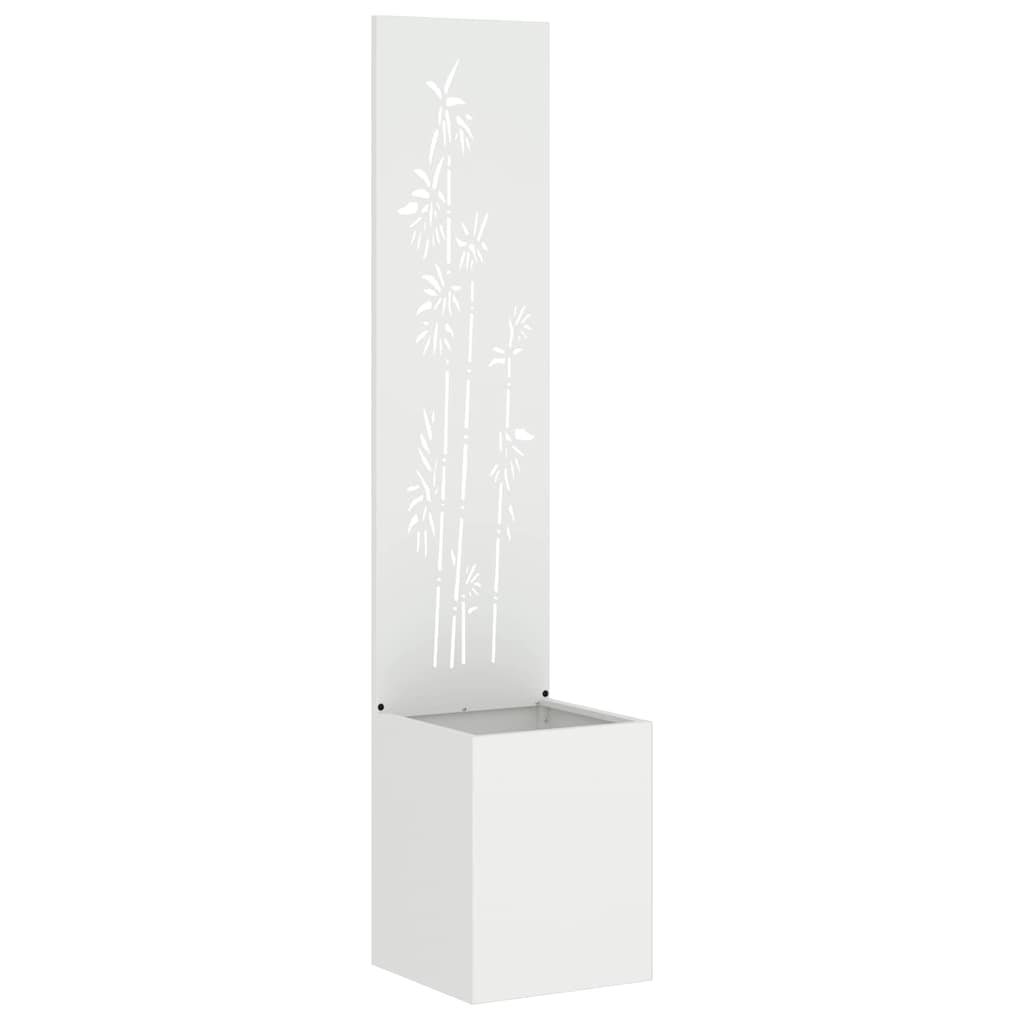 VidaXL brise-vue de jardin fleurs blanc 32 x 140 cm acier laminé à froid